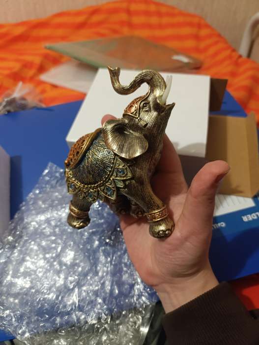 Фотография покупателя товара Фигурка полистоун «Слон в синей попоне с сапфирами», 14×13×6 см, МИКС - Фото 4