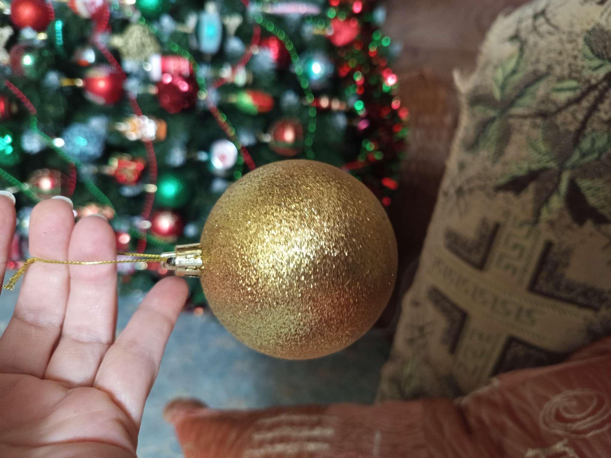 Фотография покупателя товара Ёлочные игрушки «Саманта», шары новогодние, d=8 см, набор 6 шт., золото - Фото 4