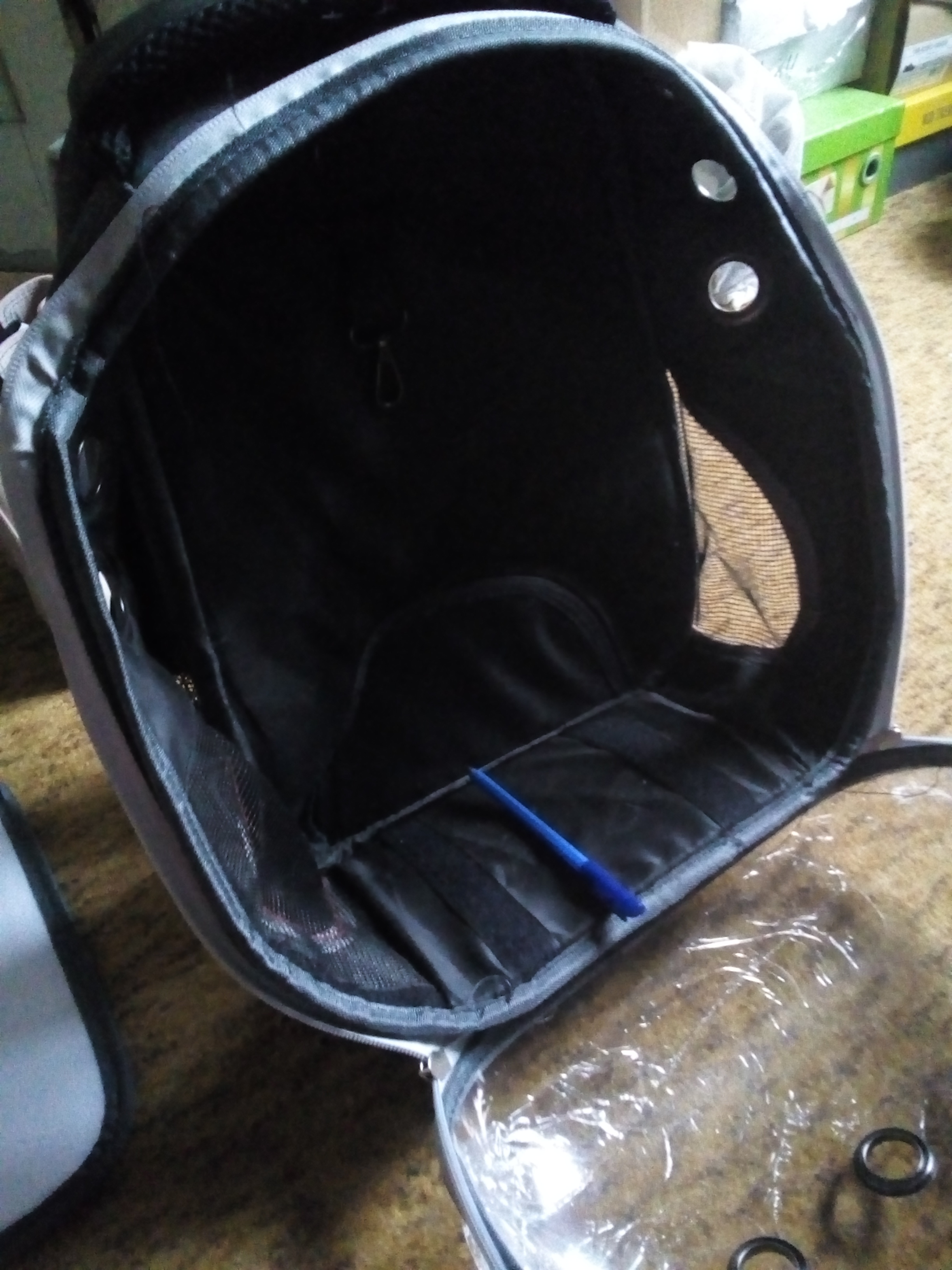 Фотография покупателя товара Рюкзак для переноски животных прозрачный, 31 х 28 х 42 см, голубой - Фото 3