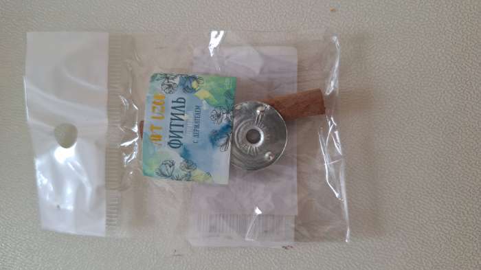 Фотография покупателя товара Фитиль для свечи дерево с металлическим держателем, круглый, набор 2 шт., 0.6×6.5 см - Фото 1