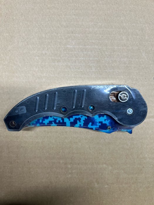 Фотография покупателя товара Сувенир деревянный "Ножик автоматический раскладной" голубой, синий - Фото 1