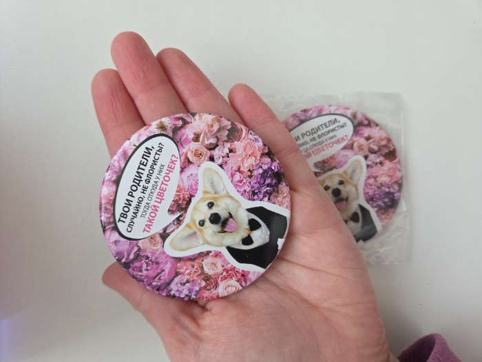 Фотография покупателя товара Зеркало карманное «Корги», d=7 см, разноцветное - Фото 2