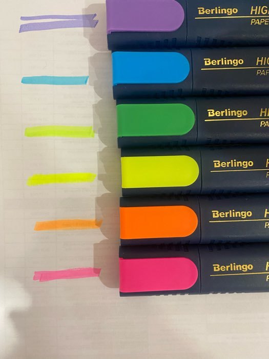 Фотография покупателя товара Набор маркеров-текстовыделителей 6 цветов, Berlingo, 5.0 мм, европодвес - Фото 1