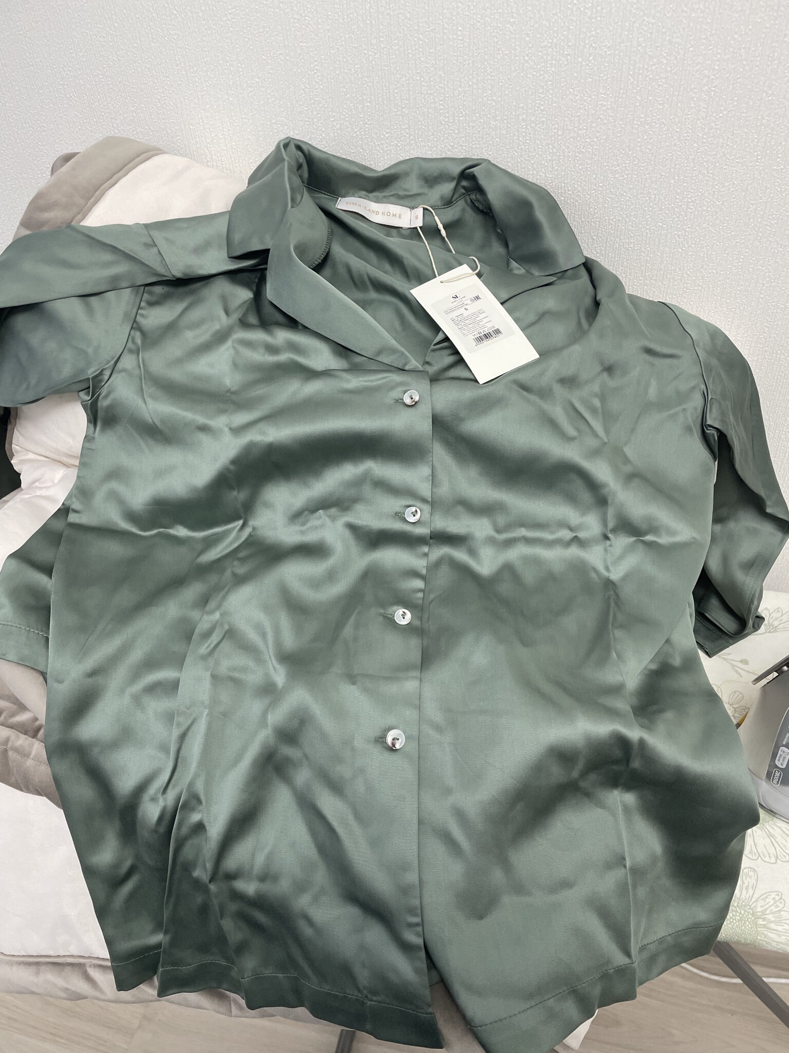 Фотография покупателя товара Пижама женская (рубашка, шорты) SL HOME Tensel Home, размер 42 (S), цвет пудровый - Фото 2