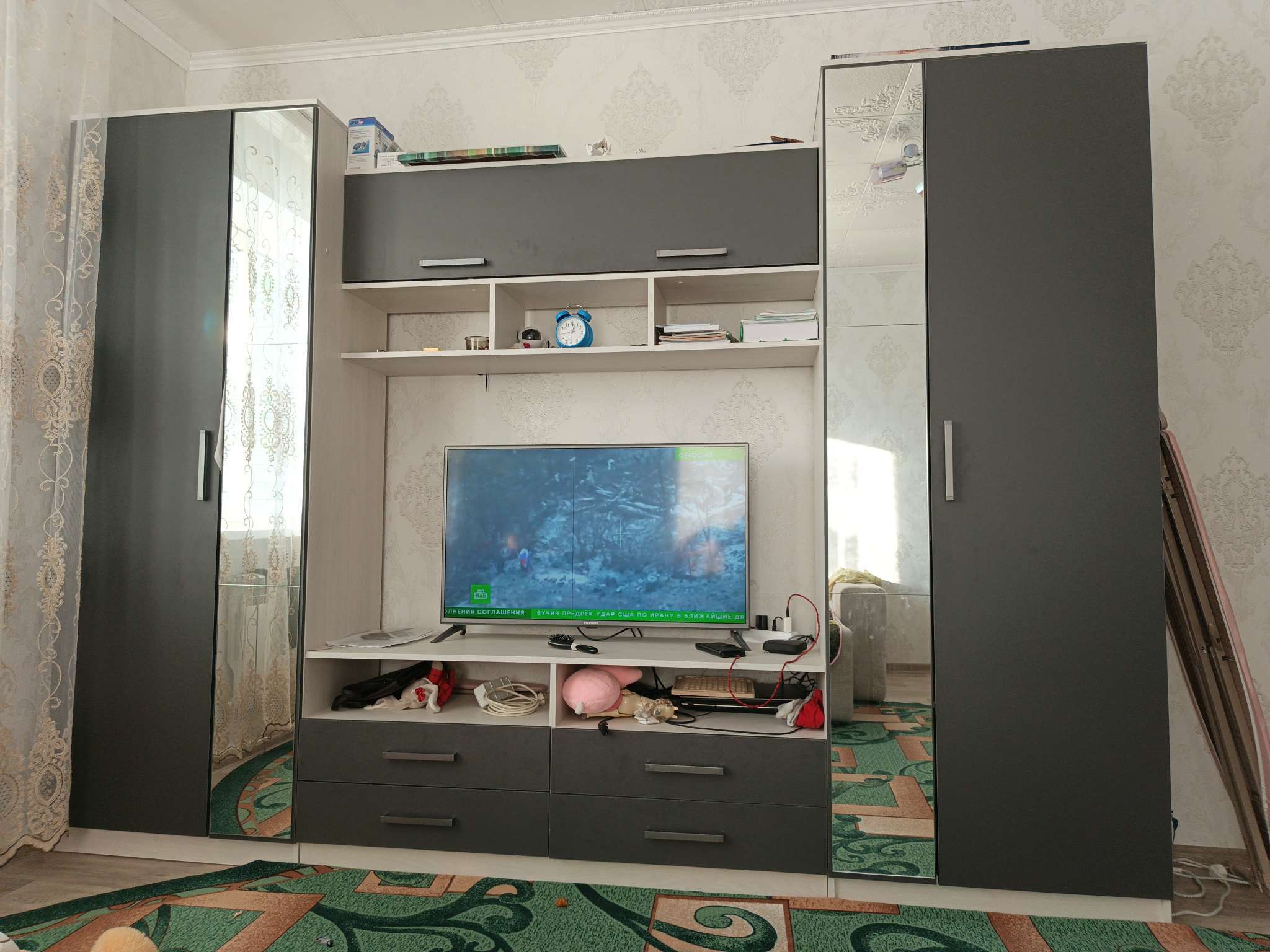 Фотография покупателя товара УЦЕНКА Гостиная Палермо 7, Графит/Анкор Белый - Фото 1