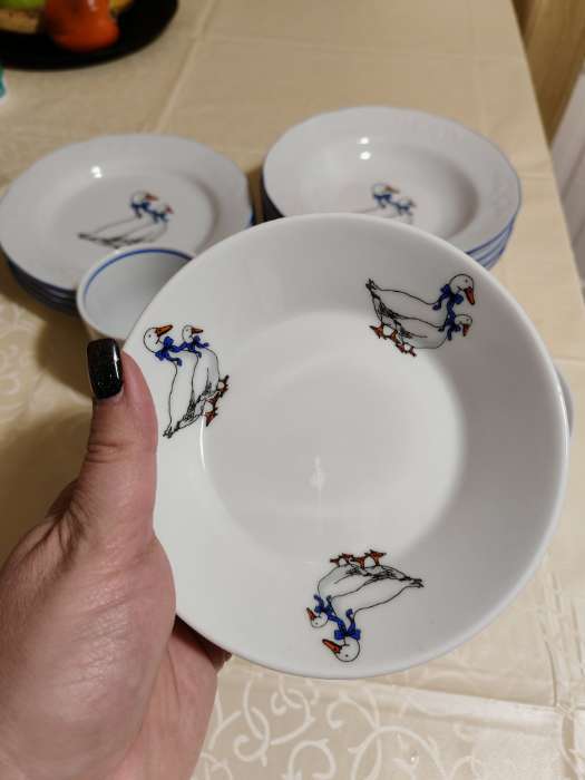 Фотография покупателя товара Блюдце Добрушский завод «Гуси», d=14 см, фарфор, рисунок микс, белое - Фото 1