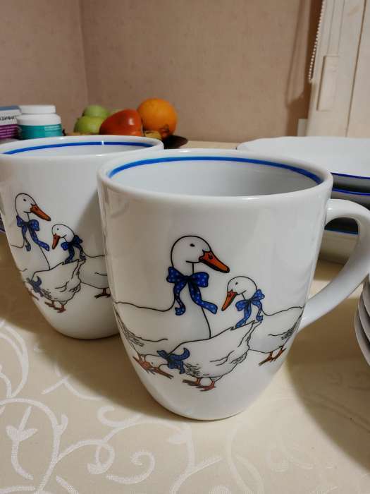 Фотография покупателя товара Кружка Добрушский завод «Гуси», 300 мл, фарфор, белая - Фото 1