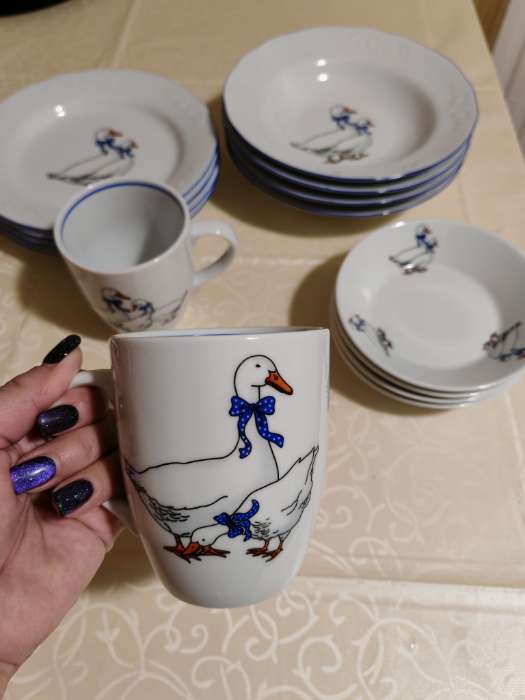 Фотография покупателя товара Кружка Добрушский завод «Гуси», 300 мл, фарфор, белая - Фото 2