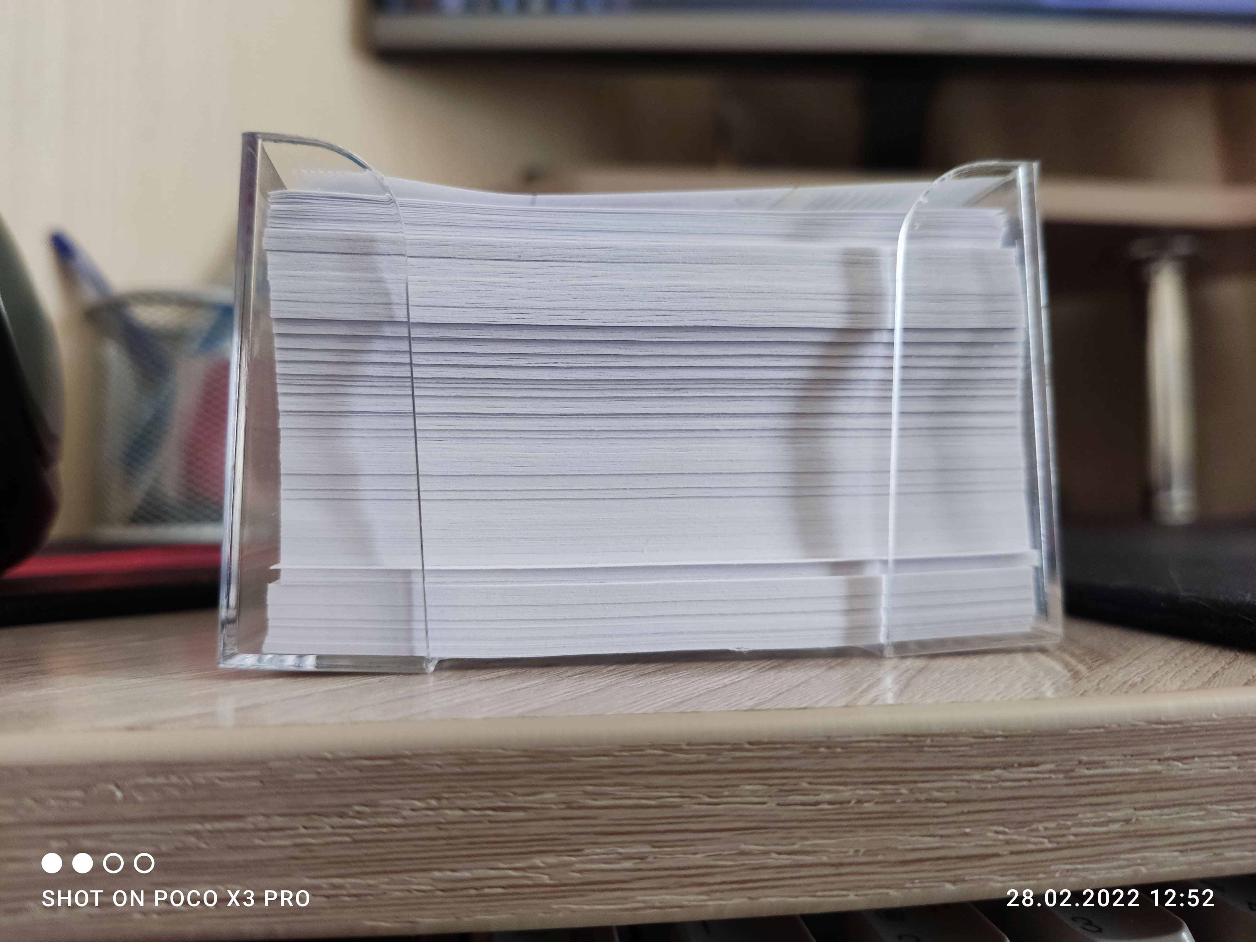 Фотография покупателя товара Блок бумаги для записей Стамм "Офис", 8 x 8 x 5 см, в пластиковом, прозрачном боксе, 80 г/м2, белый - Фото 2