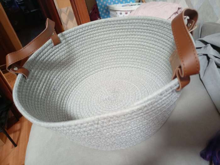 Фотография покупателя товара Корзина для хранения SL Home «Луиза», плетёная, ручной работы, 33×33×16 см, серая - Фото 2