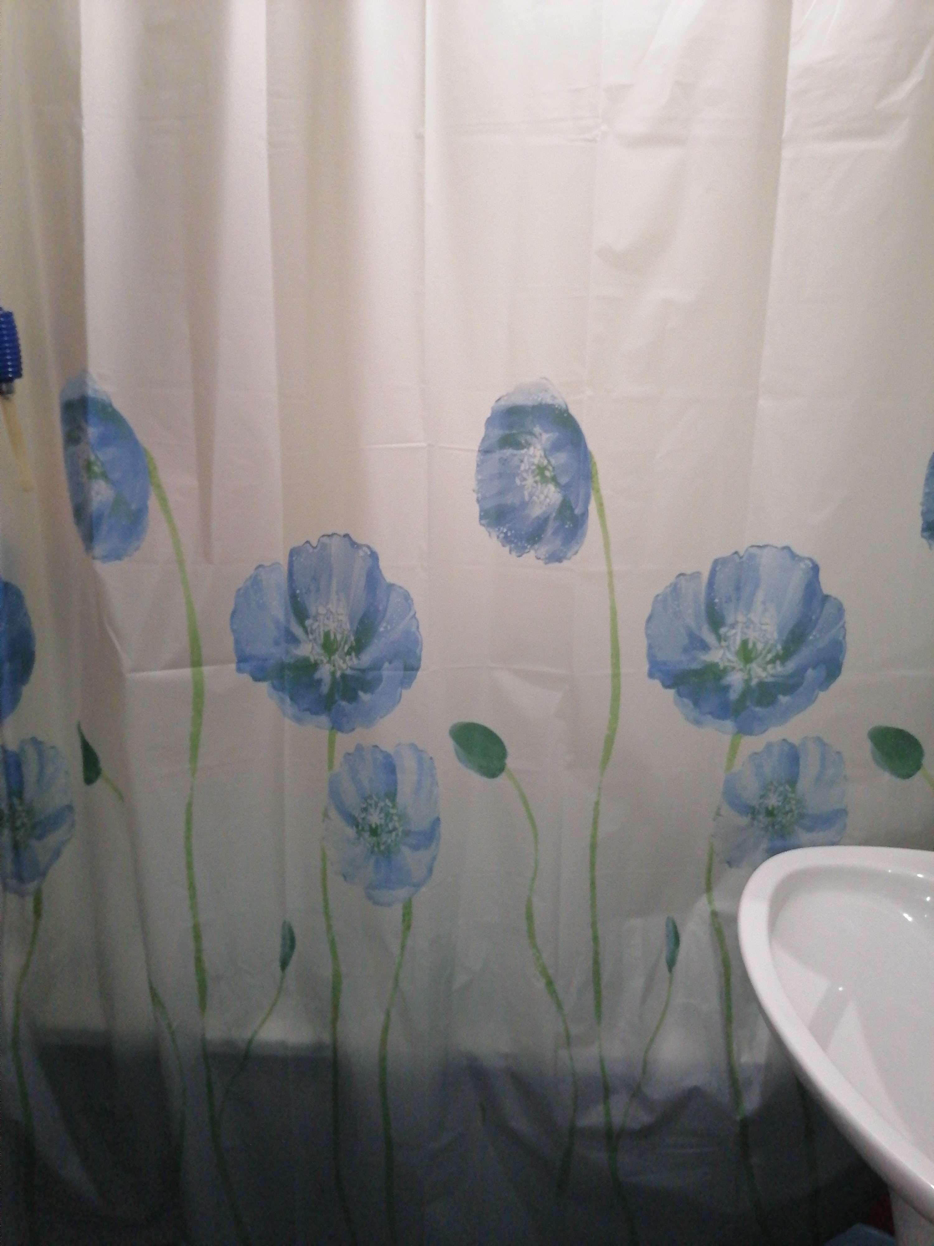 Фотография покупателя товара Штора для ванной Доляна «Синие маки», 180×180 см, EVA - Фото 3