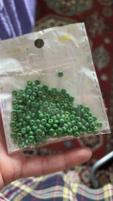 Фотография покупателя товара Бисер стекло 6/0 «Лесной зелёный», 15 г - Фото 5