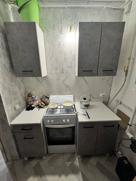 Фотография покупателя товара Кухонный гарнитур «Тренд», 1200 мм, цвет цельная столешница, белый/сонома/белый - Фото 1