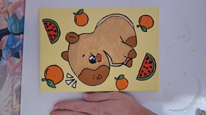 Фотография покупателя товара Картина по номерам для детей «Капибара и фрукты», 21×15 см - Фото 1