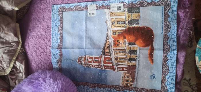 Фотография покупателя товара Полотенце Питерские коты 45х60см, рогожка 170г/м, хл100% - Фото 2