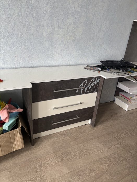 Фотография покупателя товара Комод напольный для вещей «Вега Позитив», 3 ящика, 800×400×726 мм, цвет белый/бетон тёмный - Фото 1