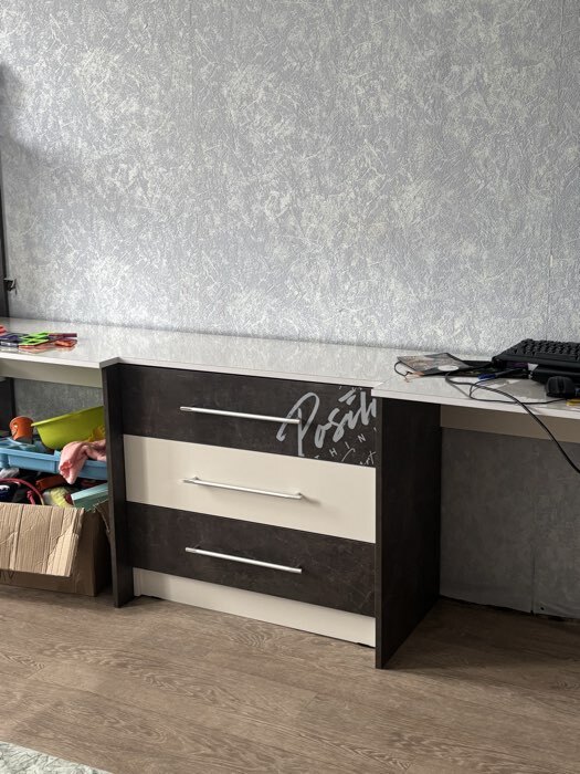 Фотография покупателя товара Комод напольный для вещей «Вега Позитив», 3 ящика, 800×400×726 мм, цвет белый/бетон тёмный - Фото 3