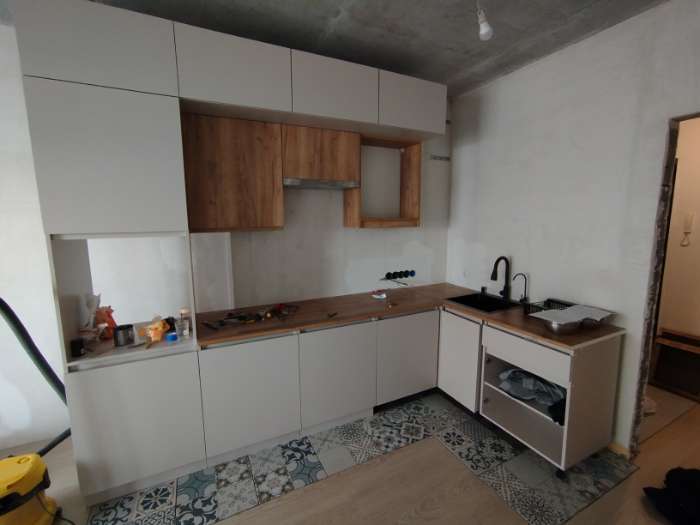 Фотография покупателя товара УЦЕНКА Кухонный гарнитур в потолок 2400 Виктория, Кашемир/Дуб крафт - Фото 130