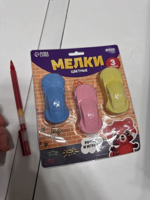 Фотография покупателя товара Мелки цветные для рисования на асфальте «Машинка», 3 шт. - Фото 1