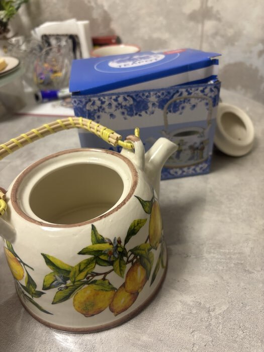 Фотография покупателя товара Чайник заварочный «Деревня», металлическое сито, 900 мл, керамика, белый - Фото 2