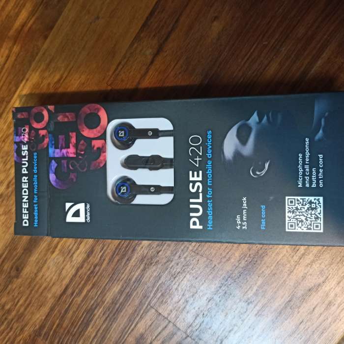 Фотография покупателя товара Наушники Defender Pulse 420, вакуумные, микрофон, 105 дБ, 32 Ом, 3.5 мм, 1.2 м, чёрно-синие - Фото 2