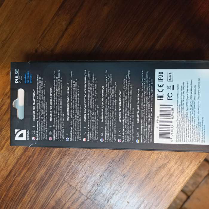 Фотография покупателя товара Наушники Defender Pulse 420, вакуумные, микрофон, 105 дБ, 32 Ом, 3.5 мм, 1.2 м, чёрно-синие