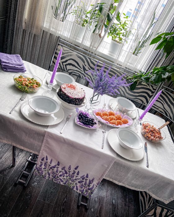 Фотография покупателя товара Дорожка на стол Этель Lavender 40×146 см, 100% хлопок, саржа 190 г/м² - Фото 4