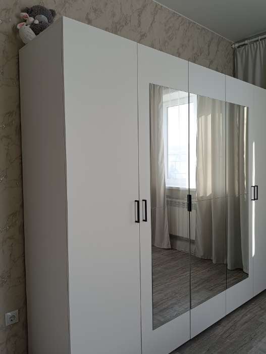 Фотография покупателя товара Шкаф пятистворчатый «Горизонт», с зеркалами, 2500×570×2072 мм, цвет белый/белый - Фото 2