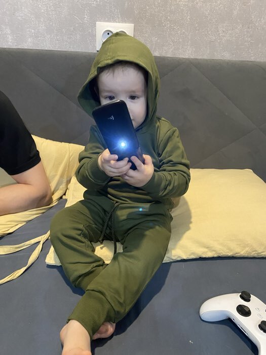 Фотография покупателя товара Комплект детский (толстовка, брюки) НАЧЕС, цвет хаки, рост 92 см - Фото 1