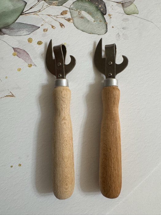 Фотография покупателя товара Нож консервный с деревянной ручкой, с заклепками - Фото 1