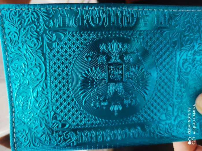 Фотография покупателя товара Обложка для паспорта, металлик, цвет голубой - Фото 2