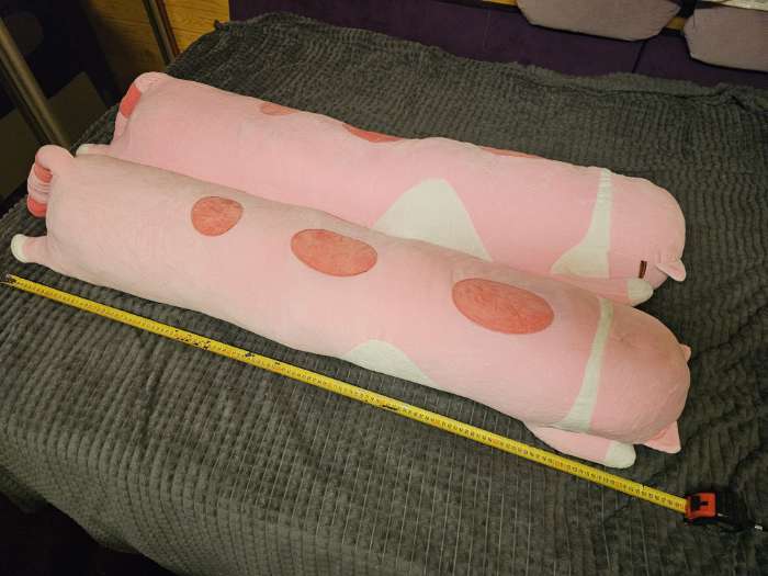 Фотография покупателя товара Мягкая игрушка-подушка «Котик», 130 см, цвет розовый - Фото 1