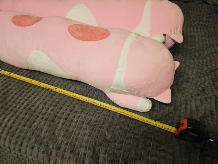 Фотография покупателя товара Мягкая игрушка-подушка «Котик», 130 см, цвет розовый - Фото 3