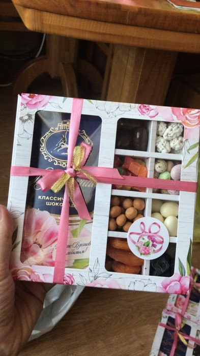 Фотография покупателя товара Коробка под 8 конфет + шоколад, с окном , пионы, 17,7 х 17,85 х 3,85 см - Фото 6