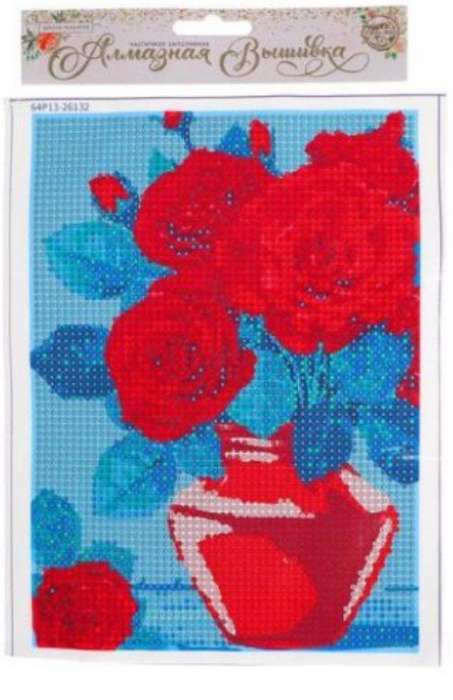 Фотография покупателя товара Алмазная мозаика с полным заполнением «Розы в вазе» 15х21 см, на холсте - Фото 2