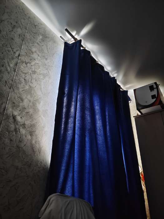 Фотография покупателя товара Штора блэкаут портьерная «Этель», 250×265 см, синяя - Фото 1