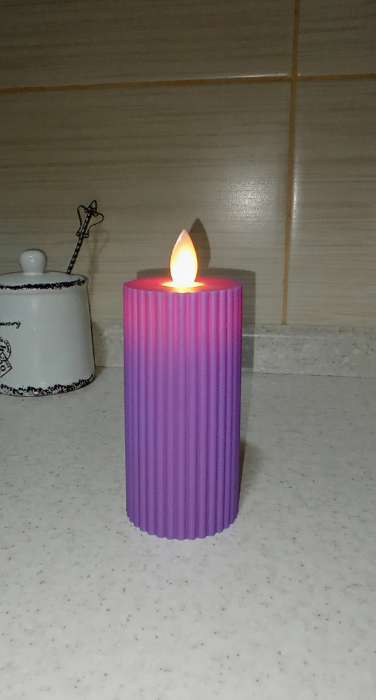 Фотография покупателя товара Светодиодная свеча, ночник LED RISALUX «Уют», 3×ААА, сиреневый, 7.5×7.5×12.5 см - Фото 4