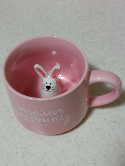 Фотография покупателя товара Кружка Доляна «Котик», 360 мл, керамика, белая, бирюзовая - Фото 2