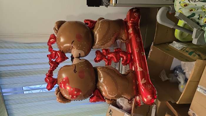 Фотография покупателя товара Воздушный шар фольгированный 50" «Влюбленные мишки», под воздух - Фото 1