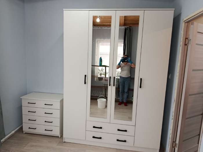 Фотография покупателя товара Шкаф прямой четырёхстворчатый «Квадро», 2 ящика, 1600×487×2200 мм, цвет венге/лоредо - Фото 5