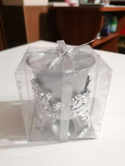 Фотография покупателя товара Подсвечник пластик, стекло "Цветок лотоса" серебро 6,5х6х6 см - Фото 2