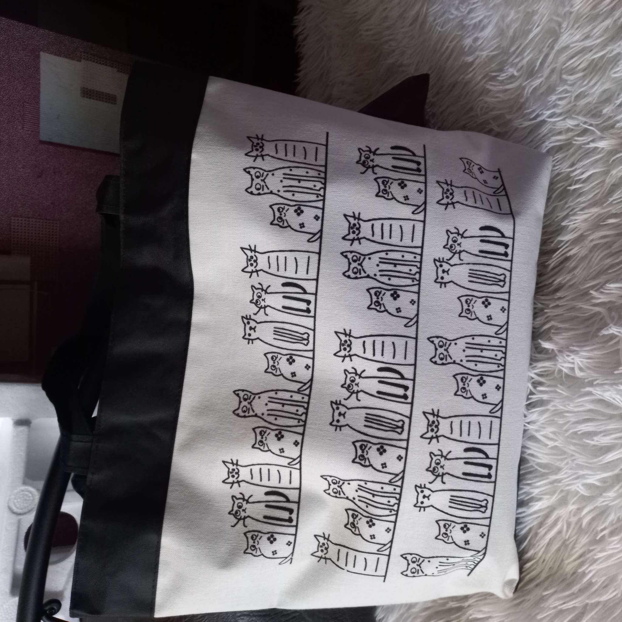 Фотография покупателя товара Сумка текстильная шопер на молнии, с подкладкой, 42×9×32 см, чёрный - Фото 1