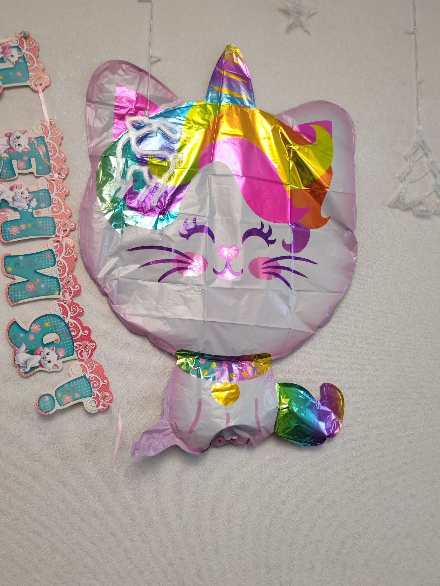 Фотография покупателя товара Воздушный шар фольгированный 32" «Кошечка-единорог» - Фото 5