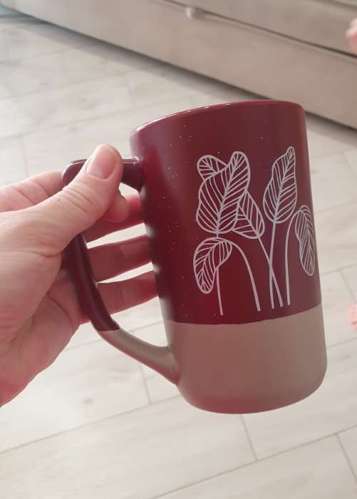 Фотография покупателя товара Кружка чайная керамическая «Листья», 500 мл, ручная работа - Фото 1