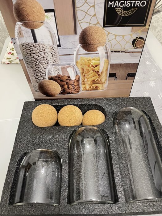 Фотография покупателя товара Банки для сыпучих Magistro «Эко», 3 предмета: 450/700/1000 мл, с пробковой крышкой, стекло, прозрачные - Фото 3