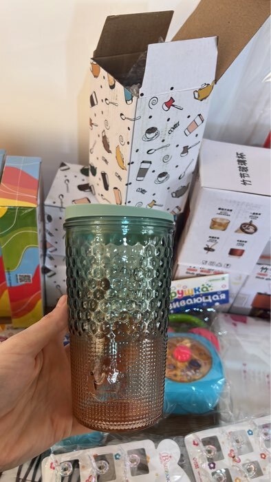 Фотография покупателя товара Стакан «Спектр», 500 мл, 8×16 см, с трубочкой, силиконовая крышка, стекло, зелёный - Фото 1