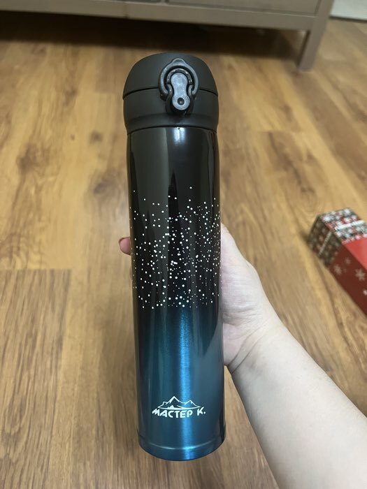 Фотография покупателя товара Термос Мастер К «Топ», 500 мл, 6.5×21.5 см, сохраняет тепло 8 ч, нержавеющая сталь, чёрный, синий - Фото 1