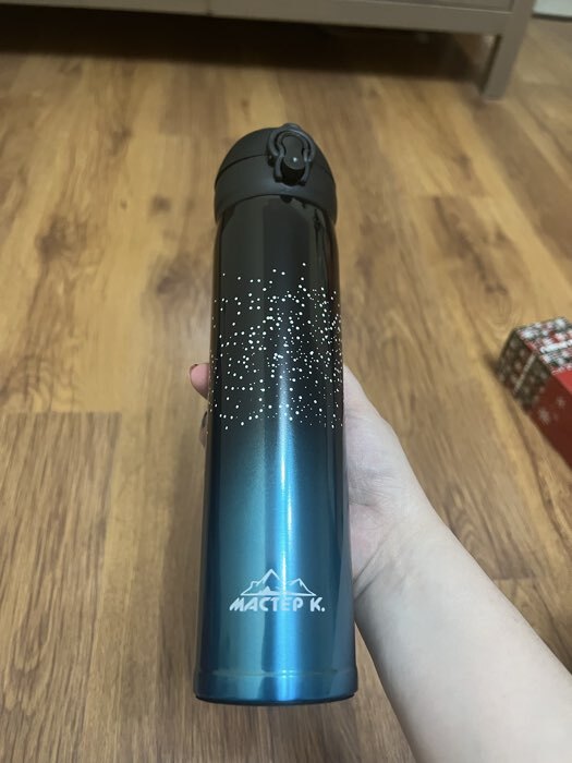 Фотография покупателя товара Термос Мастер К «Топ», 500 мл, 6.5×21.5 см, сохраняет тепло 8 ч, нержавеющая сталь, чёрный, синий - Фото 3