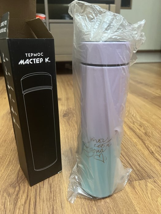 Фотография покупателя товара Термос «Ты у себя одна», 500 мл, с ситечком, с датчиком температуры