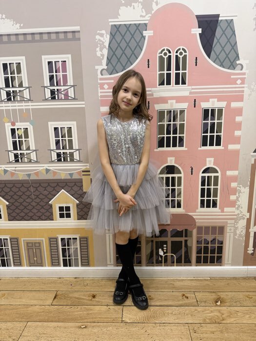Фотография покупателя товара Платье нарядное для девочки KAFTAN с пайетками, серое, рост 86-92 см - Фото 1